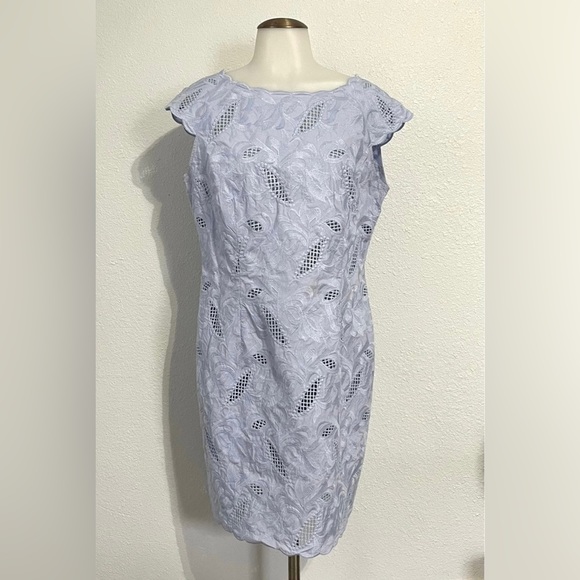 Antonio Melani Periwinkle Floral Eyelet Bodycon Dress - Picture 2 of 4